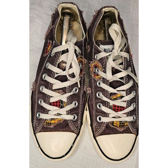 Vtg Converse Limited Edition Chuck Taylor Low Top Sneakers Patched Distressed W8 - Picture 6 of 11